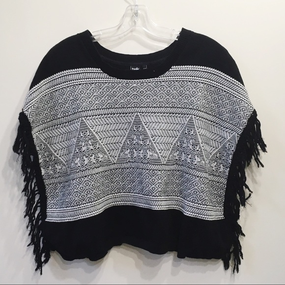 Simons Sweaters - Simons Fringe Poncho Sweater Boho Petite Medium